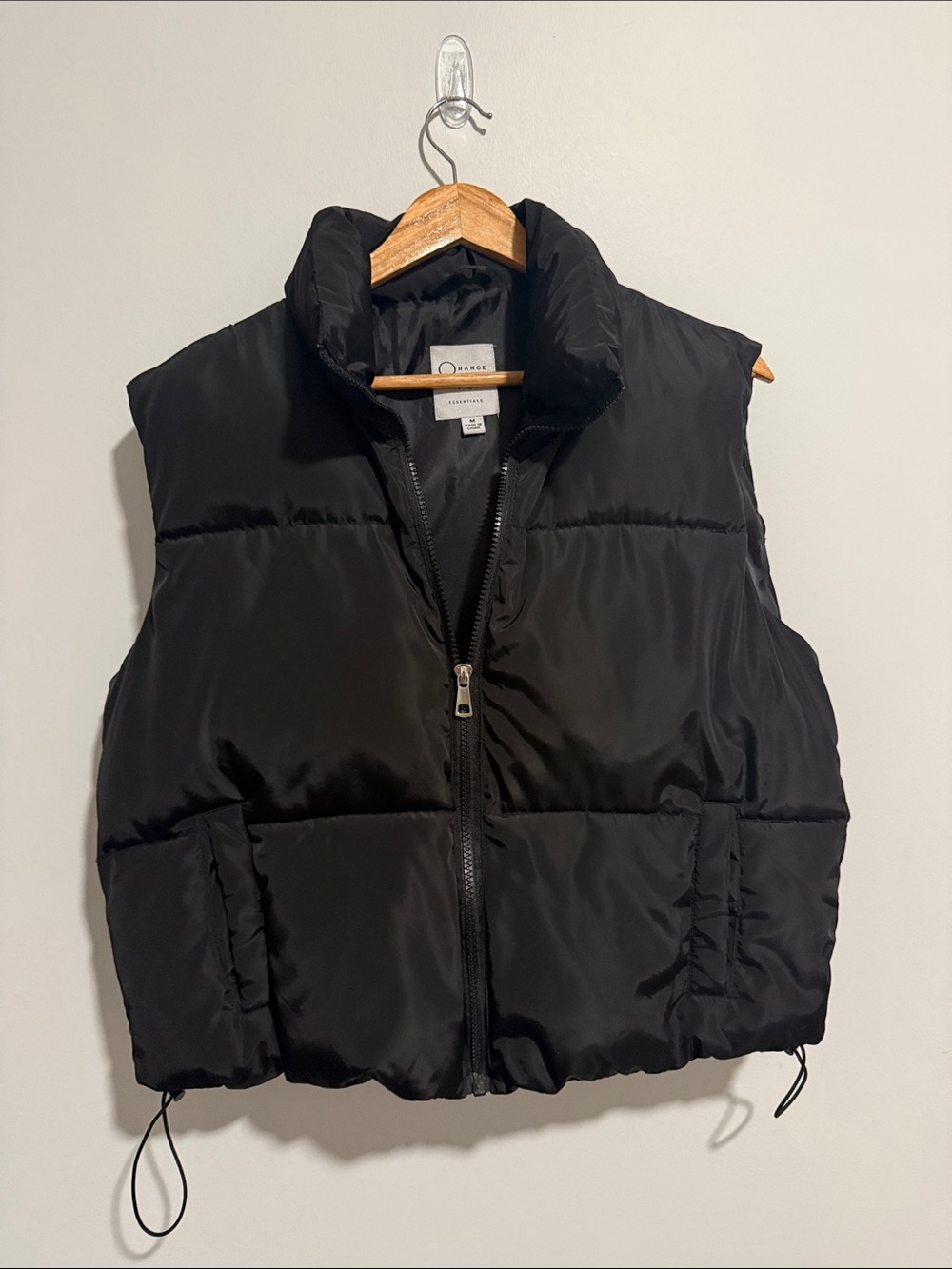 Black Puffer Vest with High Collar - Women's Sleeveless Jacket